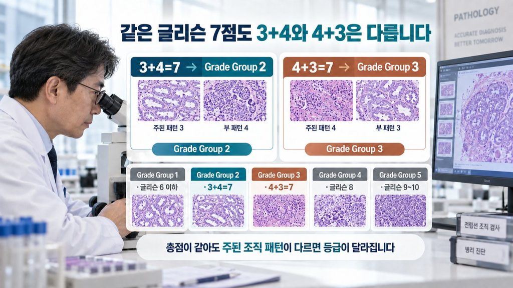 전립선암 글리슨 점수 Grade Group 1 2 3 4 5 비교