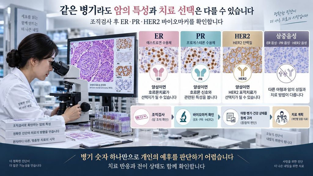 유방암 ER PR HER2 삼중음성 아형과 예후 차이