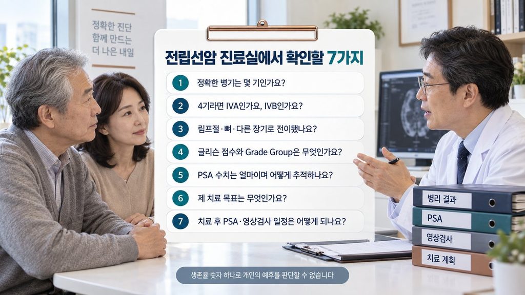 전립선암 생존율 개인 예후 병기 PSA Grade Group 전이 진료 체크리스트