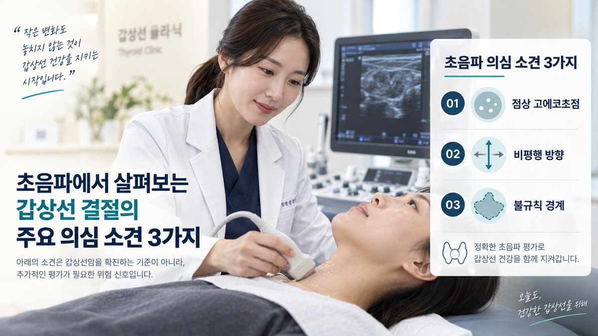 갑상선암 초음파 K-TIRADS 점상 고에코초점 비평행 방향 불규칙 경계 비교