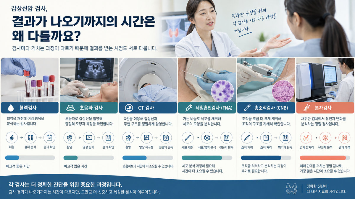 갑상선암 검사 결과 기간 혈액검사 초음파 CT 세침검사 FNA 분자검사 비교