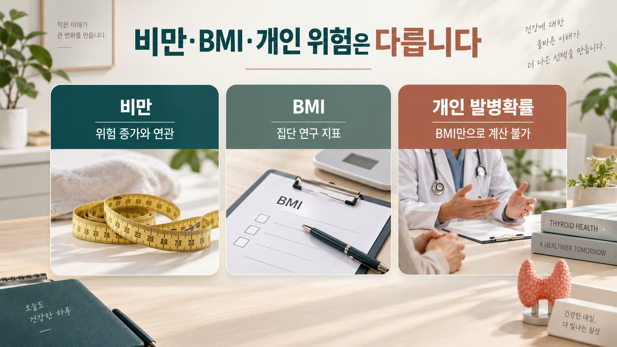 갑상선암 원인 비만과 BMI 위험 연구 해석 기준