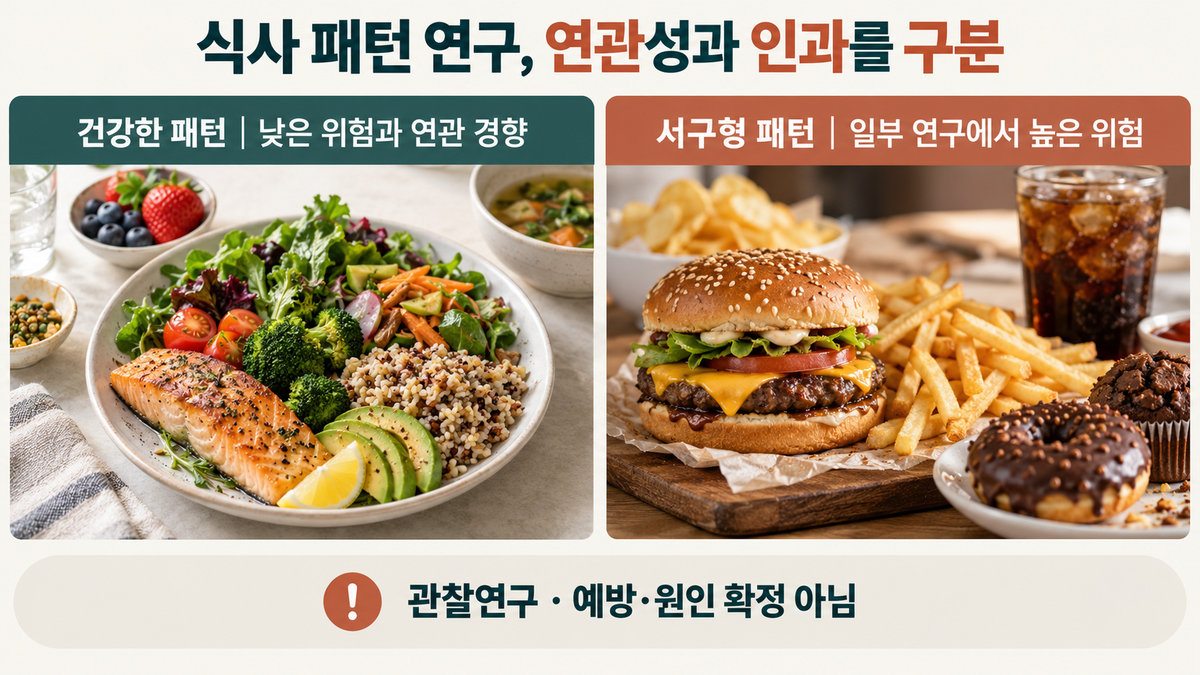갑상선암과 건강한 식사패턴 서구형 식사패턴 연구 근거 비교