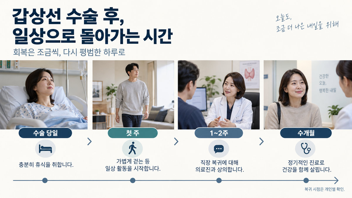 갑상선암 수술 후 당일 첫 주 1~2주 수개월 회복과 운전 업무 복귀 확인 기준