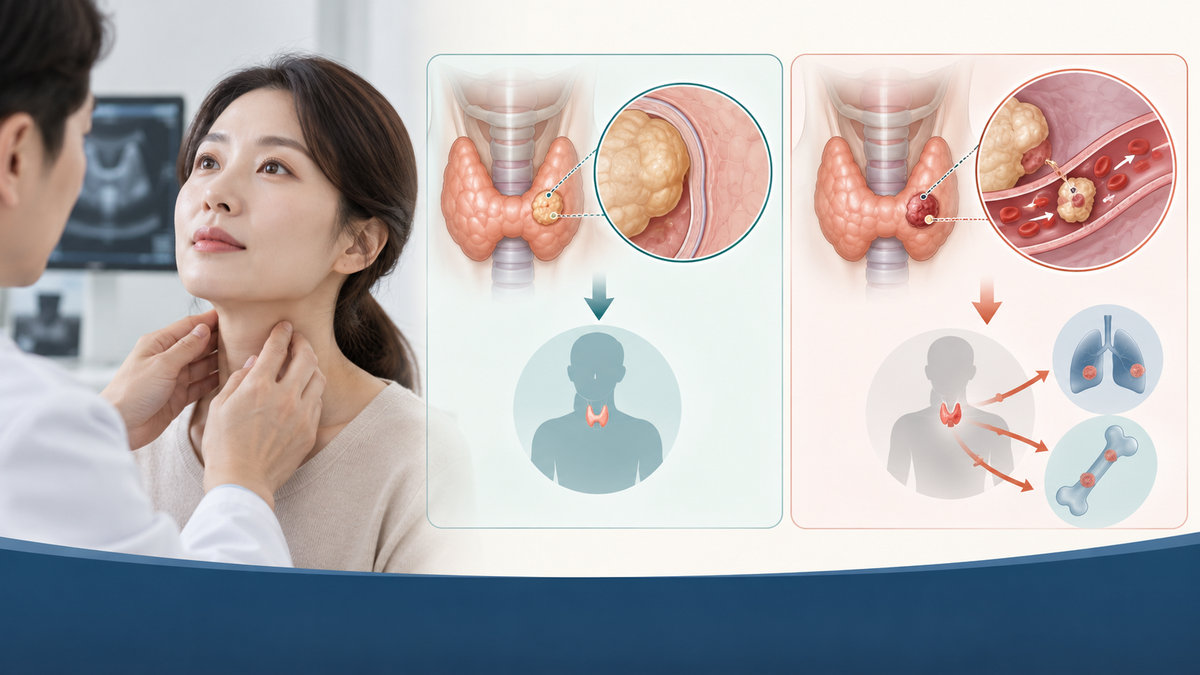 갑상선 여포암 피막 침범 혈관 침범 위험 비교