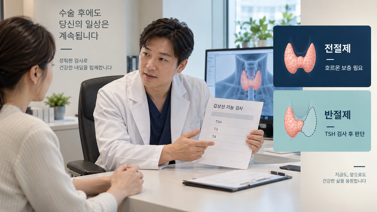 전절제와 반절제 수술 후 갑상선호르몬제 복용과 TSH 검사 차이