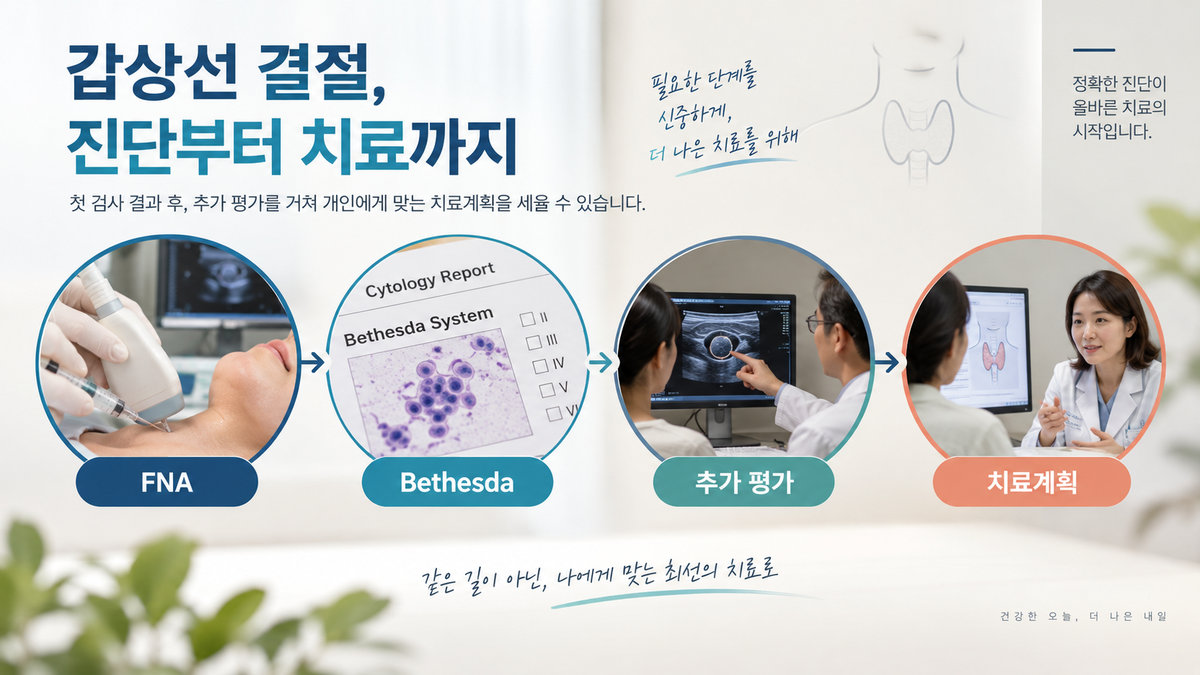 갑상선 세침검사 Bethesda 결과 추가검사 최종 치료계획 시간축
