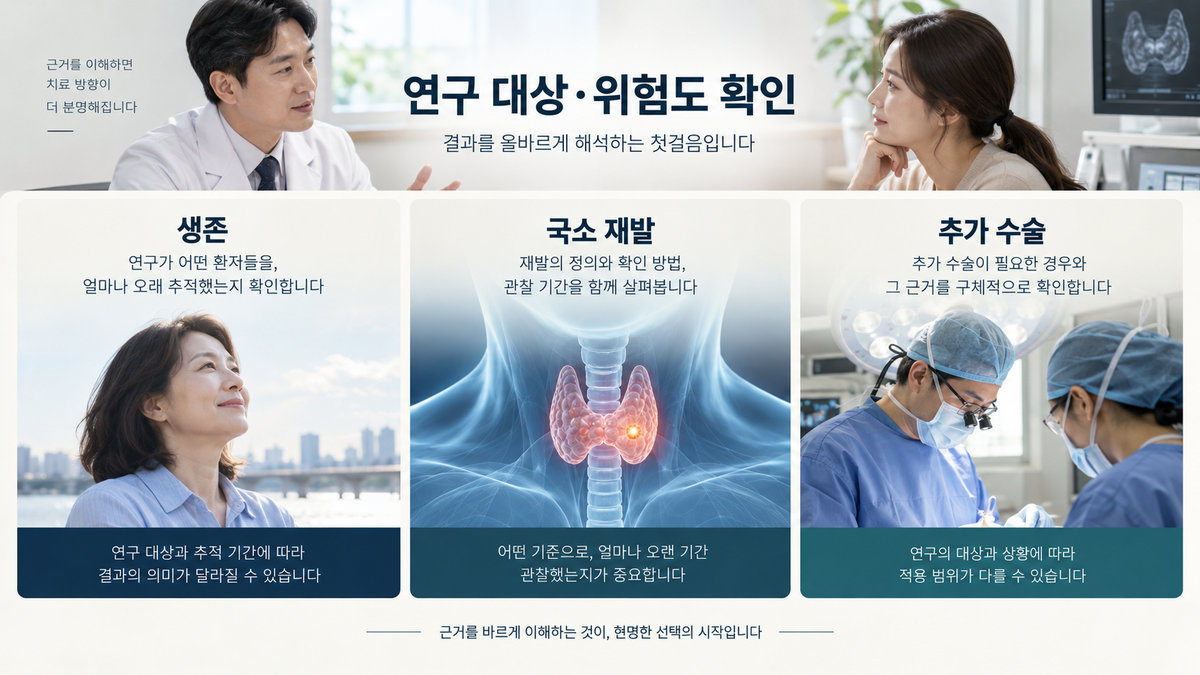 갑상선암 전절제와 반절제의 재발률과 생존율 연구 해석 기준