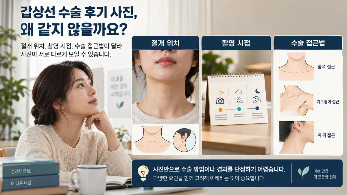 갑상선암 수술 흉터와 목 당김 후기 비교 시 절개 위치 접근법과 경과 시점 확인