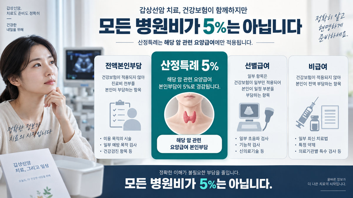 갑상선암 산정특례 5퍼센트 검사비 비급여 선별급여 적용 범위