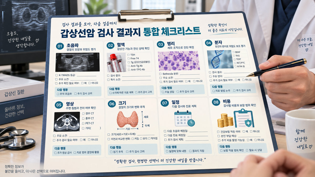 갑상선암 검사 결과지 K-TIRADS Bethesda TSH 분자검사 CT 다음 검사 체크리스트