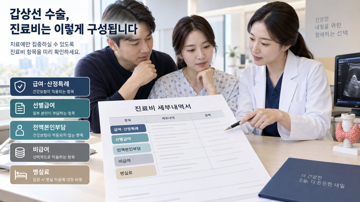 갑상선암 수술 후 진료비 영수증에서 급여 산정특례 선별급여 비급여 병실료 확인하는 방법